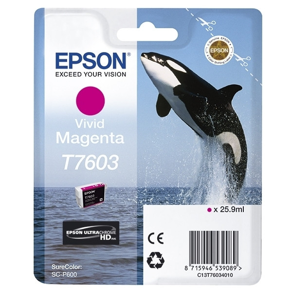 Epson_T7603_inktcartridge_vivid_magenta_origineel_C13T76034010_026726_m1_big T760340 Epson inktcartridge vivid-magenta 25.9ml - Afbeelding 1
